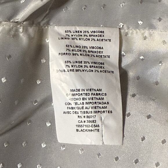 VTG 90s Bebe Pinstripe Short Sleeve Belted Blazer Black White Linen Blend Size 8 - Picture 14 of 16